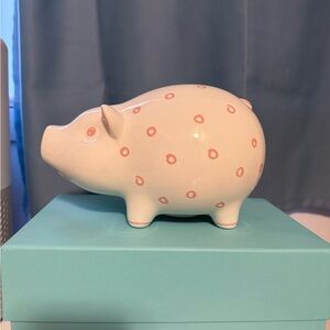 Tiffany & Co. White Ceramic Piggy with Pink Dot Accents